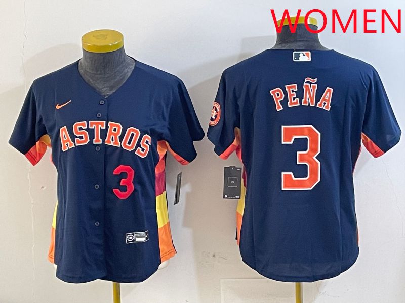 Women Houston Astros #3 Pena Blue City Edition 2025 Nike MLB Jersey style 2->women mlb jersey->Women Jersey